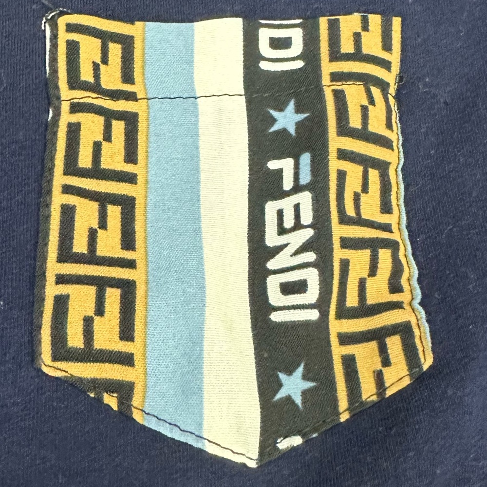 Fendi x Fila, Vintage, Short Sleeve Tee - Navy and Gold